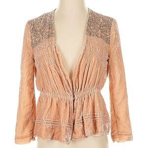 Anthropologie Elevenses Embroidered Velvet Jacket